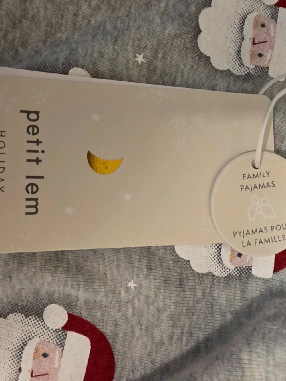 Petit Lem Santa Print Sleeper NWT Newborn NB Heather Grey Christmas Baby